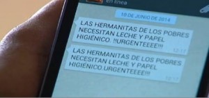 Whatsapp pidiendo ayuda para el asilo de Malaga